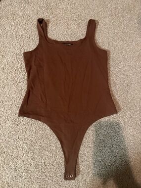 Banana Republic Brown Square-Neck Tank Bodysuit